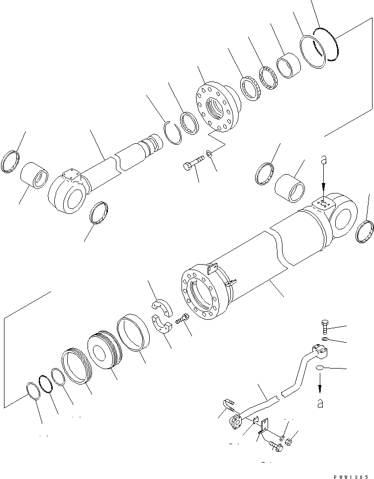 Схема запчастей Komatsu WA600-3 - ГИДРОЦИЛИНДР КОВША (ДЛЯ БОЛЬШ. КОВША)(№-) ОСНОВН. КОМПОНЕНТЫ И РЕМКОМПЛЕКТЫ