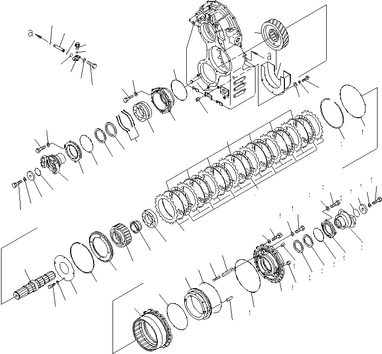 Схема запчастей Komatsu WA600-6 - ТРАНСМИССИЯ (ВЫХОДНОЙ ВАЛ И P/B)(№-) ГИДРОТРАНСФОРМАТОР И ТРАНСМИССИЯ