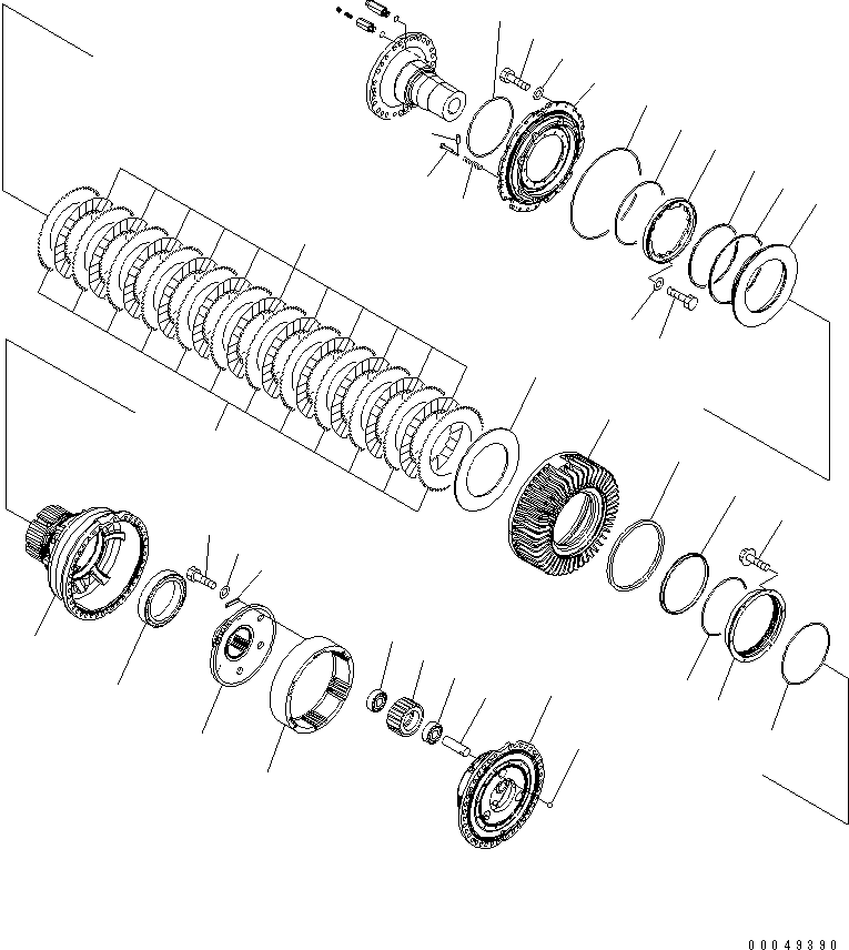 Схема запчастей Komatsu WA600-6 - ЗАДН. МОСТ (КОНЕЧНАЯ ПЕРЕДАЧА В СБОРЕ) (ПРАВ.) (/)(№-) ГИДРОТРАНСФОРМАТОР И ТРАНСМИССИЯ