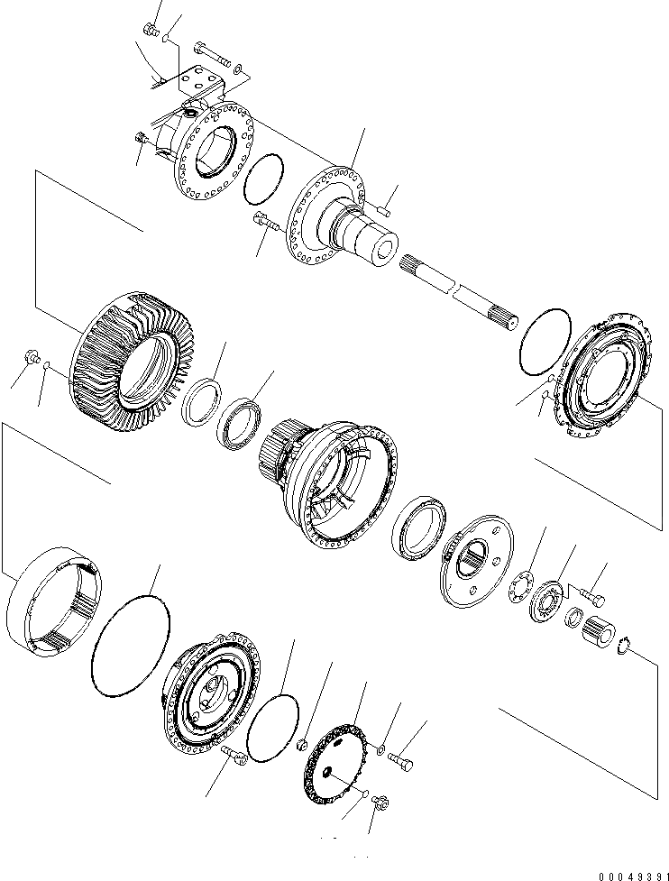 Схема запчастей Komatsu WA600-6 - ЗАДН. МОСТ (КОНЕЧНАЯ ПЕРЕДАЧА В СБОРЕ) (ПРАВ.) (/)(№-) ГИДРОТРАНСФОРМАТОР И ТРАНСМИССИЯ