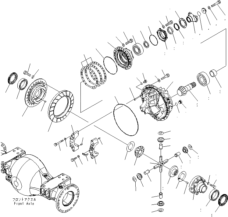 Схема запчастей Komatsu WA600-6 - ПЕРЕДНИЙ МОСТ (ДИФФЕРЕНЦ. И ЭЛЕМЕНТЫ КРЕПЛЕНИЯ) (ДЛЯ ТОРМОЗ. СИСТЕМА ОХЛАЖДЕНИЯ)(№-) ГИДРОТРАНСФОРМАТОР И ТРАНСМИССИЯ