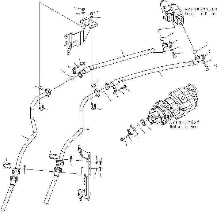 Схема запчастей Komatsu WA600-6 - ГИДРАВЛ ЛИНИЯ (ЛИНИЯ ПОДАЧИ¤ /) (С IN ФИЛЬТР)(№-) ГИДРАВЛИКА