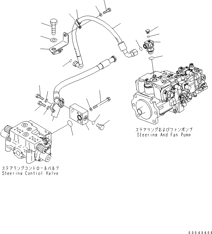 Схема запчастей Komatsu WA600-6 - РУЛЕВ. УПРАВЛЕНИЕ ЛИНИЯ (НАСОС РУЛЕВ. УПРАВЛ-Я ВОЗВРАТН. ЛИНИЯ) (С ADVANCED УПРАВЛ-Е ДЖОЙСТИКОМ)(№-) ГИДРАВЛИКА