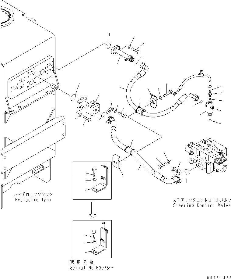 Схема запчастей Komatsu WA600-6 - РУЛЕВ. УПРАВЛЕНИЕ ЛИНИЯ (ГИДР. БАК. TO КЛАПАН УПРАВЛЕНИЯ ПОВОРОТОМ)(№-) ГИДРАВЛИКА
