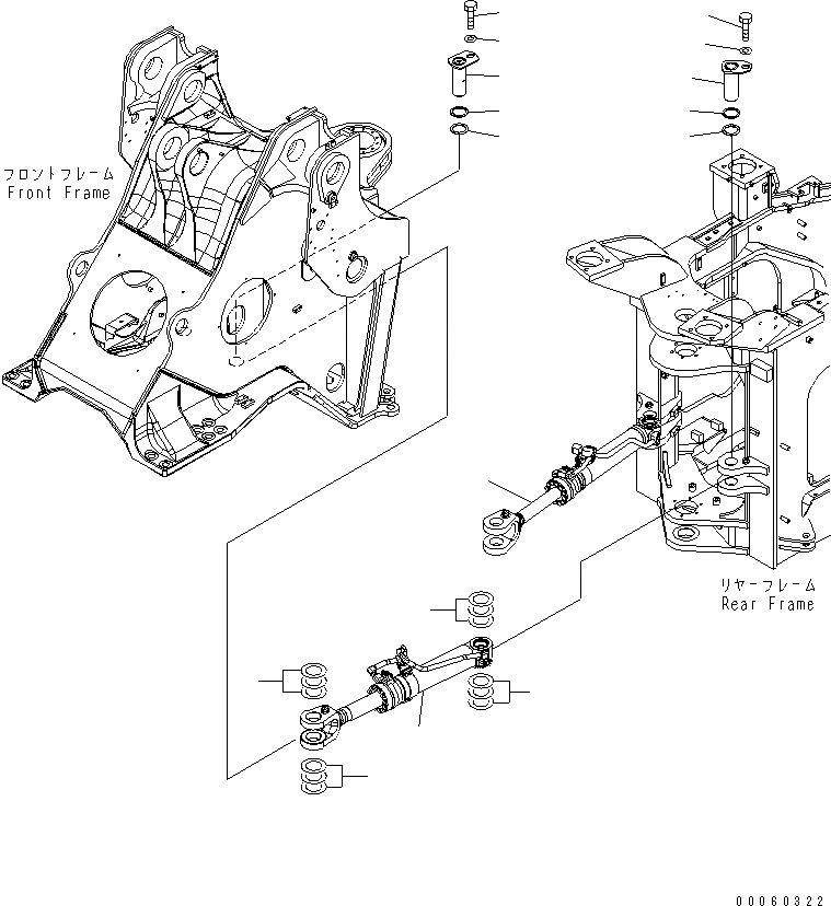 Схема запчастей Komatsu WA600-6 - ЦИЛИНДР РУЛЕВ. УПР-Я И ЭЛЕМЕНТЫ КРЕПЛЕНИЯ (БОЛЬШ. ЦИЛИНДР)(№-) ОСНОВНАЯ РАМА И ЕЕ ЧАСТИ