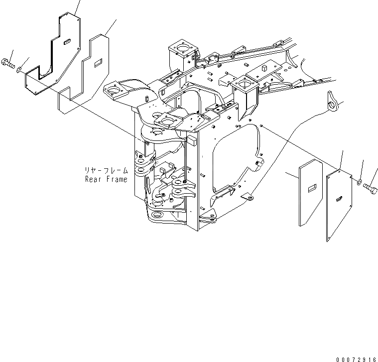 Схема запчастей Komatsu WA600-6 - БЛОКИРОВКА И КРЫШКИ(БОКОВ. КРЫШКА) (ДЛЯ ЕС)(№7-) ОСНОВНАЯ РАМА И ЕЕ ЧАСТИ