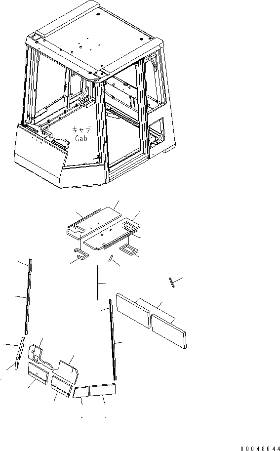Схема запчастей Komatsu WA600-6 - КАБИНА (ВНУТРИ КАБИНЫ ЩИТКИ)(№7-) КАБИНА ОПЕРАТОРА И СИСТЕМА УПРАВЛЕНИЯ