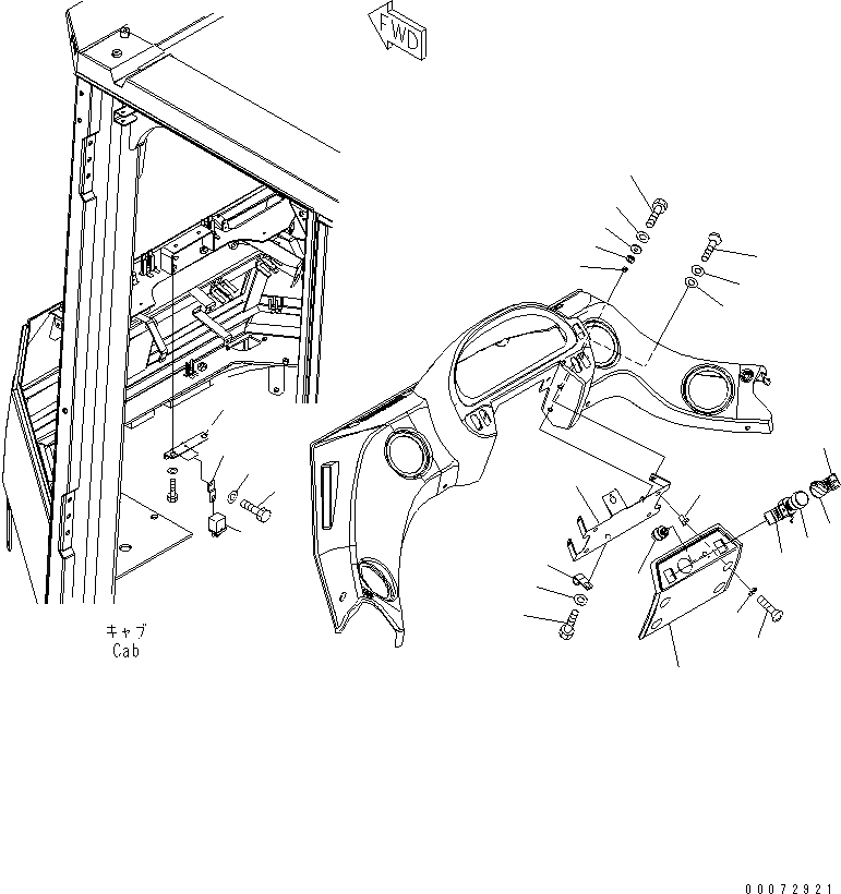Схема запчастей Komatsu WA600-6 - КАБИНА (ПЕРЕДН. ИНТЕРЬЕР COVER¤ /) (С ADVANCED УПРАВЛ-Е ДЖОЙСТИКОМ)(№7-) КАБИНА ОПЕРАТОРА И СИСТЕМА УПРАВЛЕНИЯ