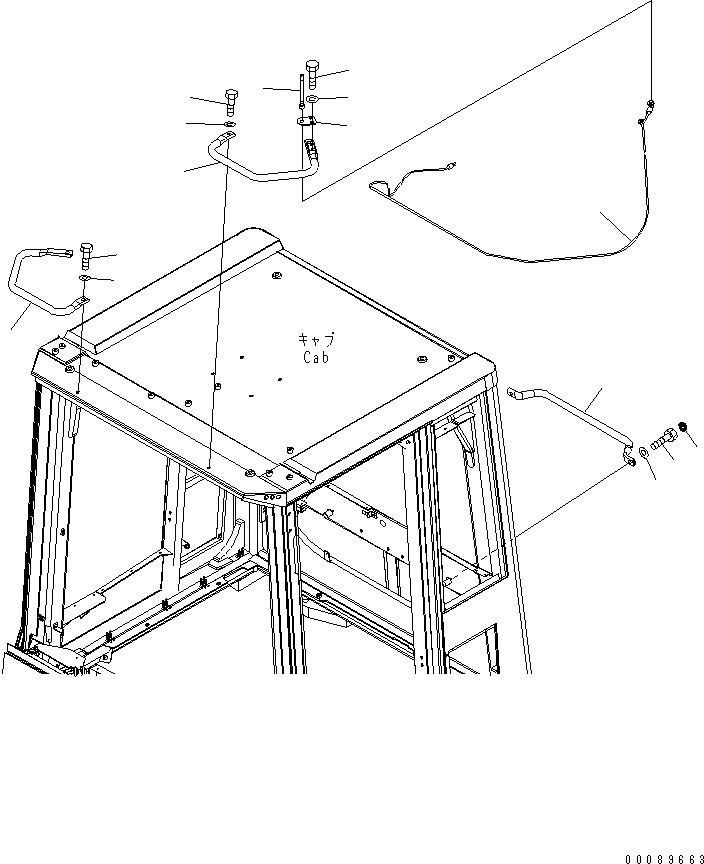 Схема запчастей Komatsu WA600-6 - КАБИНА (СТОЙКА) (ДЛЯ VHMS)(№-) КАБИНА ОПЕРАТОРА И СИСТЕМА УПРАВЛЕНИЯ