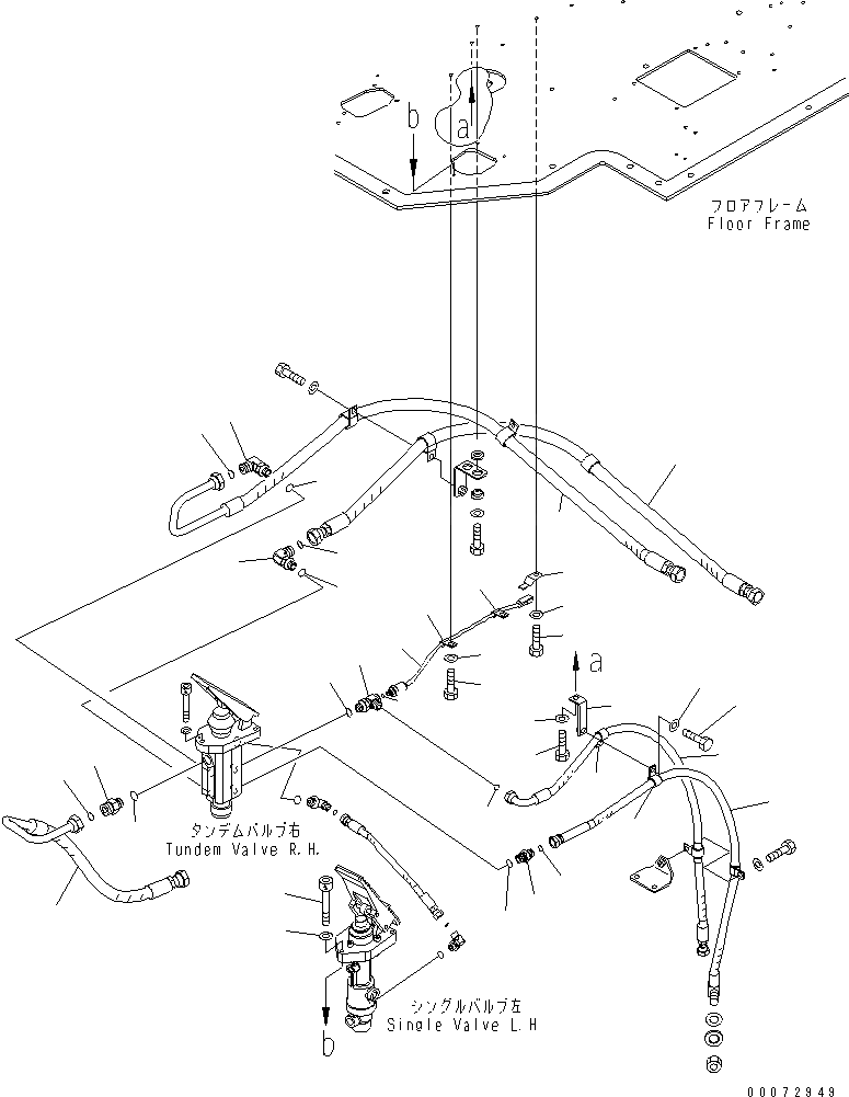 Схема запчастей Komatsu WA600-6 - ПОЛ SUB (ТОРМОЗНОЙ КЛАПАН ТРУБЫ¤ ПРАВ.)(№7-) КАБИНА ОПЕРАТОРА И СИСТЕМА УПРАВЛЕНИЯ
