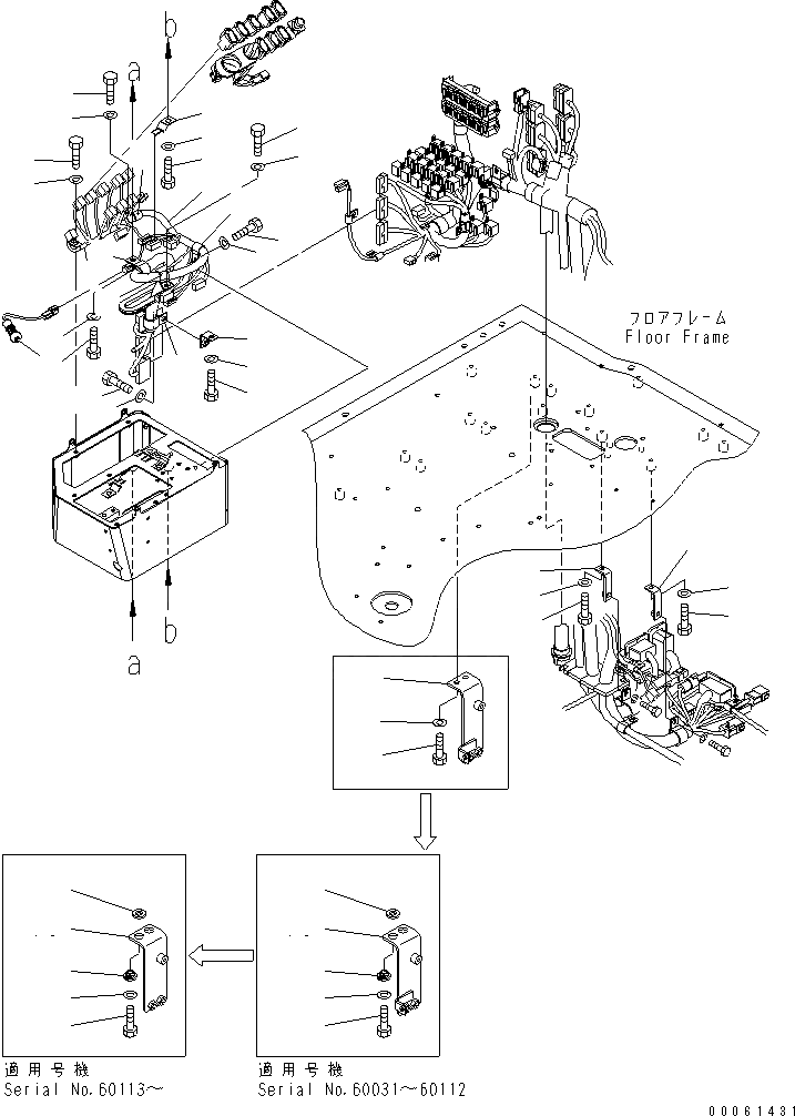 Схема запчастей Komatsu WA600-6 - ПОЛ SUB (ПРАВ. КОНСОЛЬ Э/ПРОВОДКА)(№-) КАБИНА ОПЕРАТОРА И СИСТЕМА УПРАВЛЕНИЯ