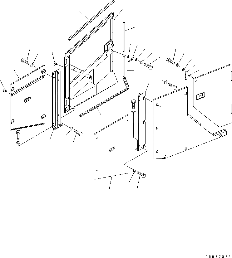 Схема запчастей Komatsu WA600-6 - КАПОТ (ДВЕРЬ ПРАВ.)(№7-) ЧАСТИ КОРПУСА