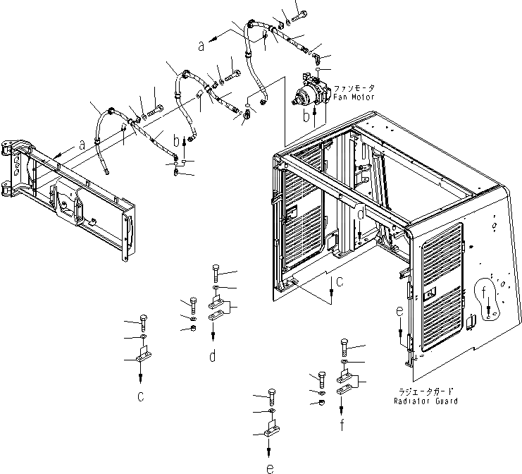Схема запчастей Komatsu WA600-6 - КАПОТ (МОТОР ВЕНТИЛЯТОРА ТРУБЫ)(№-) ЧАСТИ КОРПУСА