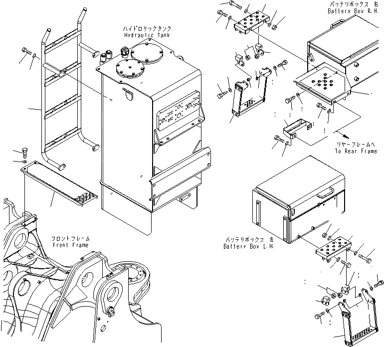 Схема запчастей Komatsu WA600-6 - ЛЕСТНИЦА (СТУПЕНИ)(№-) ЧАСТИ КОРПУСА