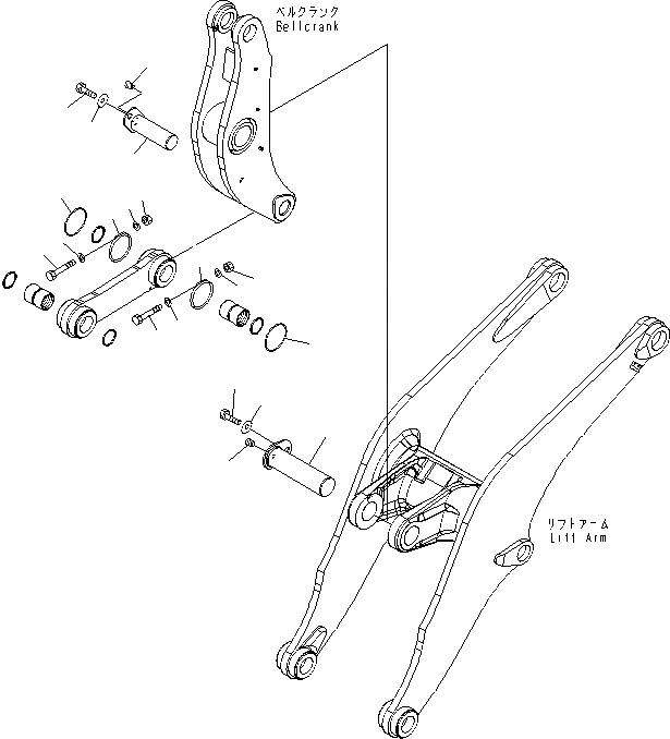 Схема запчастей Komatsu WA600-6 - СТРЕЛА И КОЛЕНЧАТЫЙ РЫЧАГ (КОЛЕНЧАТЫЙ РЫЧАГ ПАЛЕЦ)(№7-) РАБОЧЕЕ ОБОРУДОВАНИЕ