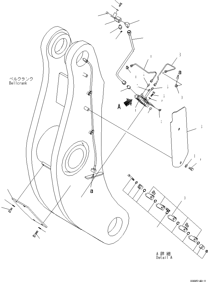 Схема запчастей Komatsu WA600-6 - СТРЕЛА И КОЛЕНЧАТЫЙ РЫЧАГ (ФИТТИНГ БЛОК) (ДЛЯ АВТОМАТИЧ. СМАЗ.)(№-) РАБОЧЕЕ ОБОРУДОВАНИЕ