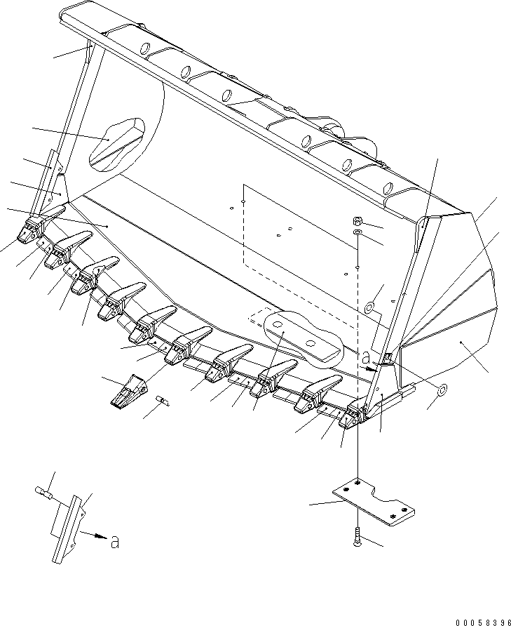 Схема запчастей Komatsu WA600-6 - КОВШ¤ .M (С  КРОМКА ЧАСТИ КОРПУСА) (LUBRICATED ПАЛЕЦ)(№-) РАБОЧЕЕ ОБОРУДОВАНИЕ
