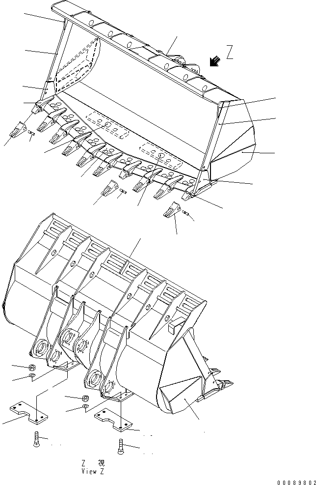 Схема запчастей Komatsu WA600-6 - КОВШ¤ 7.M (С ЗУБЬЯМИ) (НА БОЛТАХ SEGMENT) (LUBRICATED ПАЛЕЦ)(№-) РАБОЧЕЕ ОБОРУДОВАНИЕ