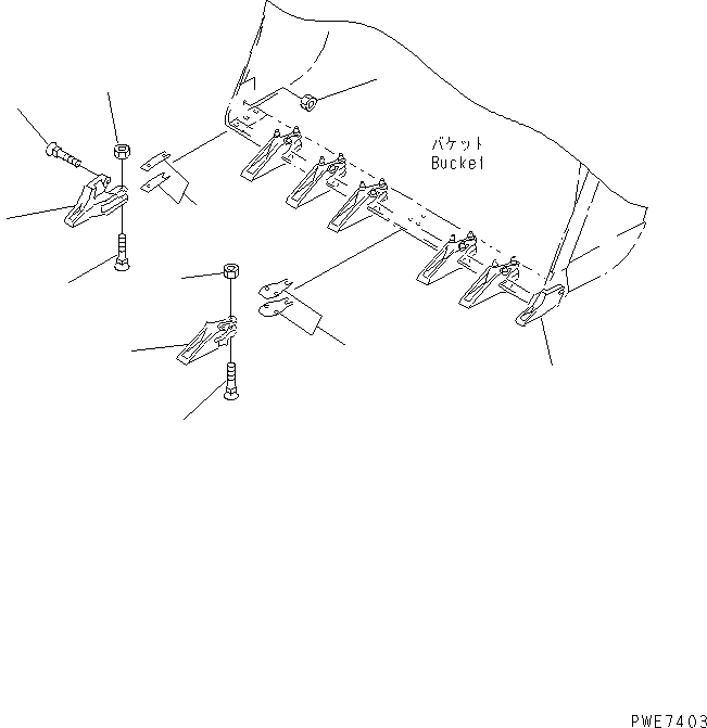 Схема запчастей Komatsu WA600-6 - ЗУБЬЯ(ГОРИЗОНТАЛЬН. ПАЛЕЦ¤ НА БОЛТАХ TOOTH) (MONO TOOTH)(№-) РАБОЧЕЕ ОБОРУДОВАНИЕ