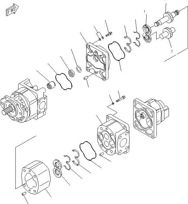 Схема запчастей Komatsu WA600-6 - ГИДР. НАСОС. (/)(№-) ОСНОВН. КОМПОНЕНТЫ И РЕМКОМПЛЕКТЫ