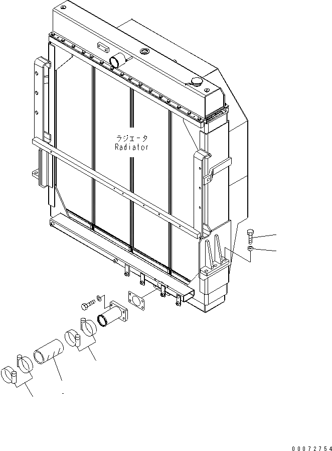 Схема запчастей Komatsu WA600-6R - РАДИАТОР (ЭЛЕМЕНТЫ КРЕПЛЕНИЯ И ДВИГАТЕЛЬ ТРУБЫ) СИСТЕМА ОХЛАЖДЕНИЯ