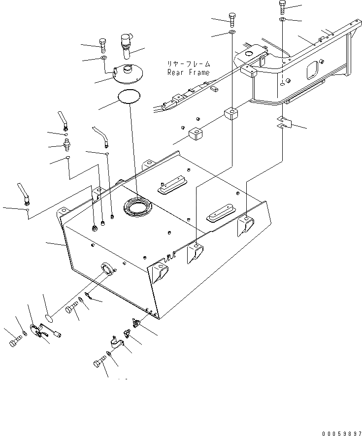 Схема запчастей Komatsu WA600-6R - ТОПЛИВН. БАК. (БАК¤ /) (ДЛЯ ТОПЛИВН. БЫСТР. ЗАПРАВ. И ДВИГАТЕЛЬ МАСЛ. БЫСТР. ЗАПРАВ.)(№-) ТОПЛИВН. БАК. AND КОМПОНЕНТЫ