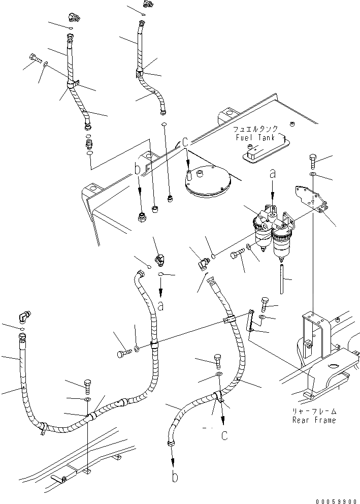 Схема запчастей Komatsu WA600-6R - ТОПЛИВОПРОВОД. (ДЛЯ ТОПЛИВН. БЫСТР. ЗАПРАВ.) ТОПЛИВН. БАК. AND КОМПОНЕНТЫ