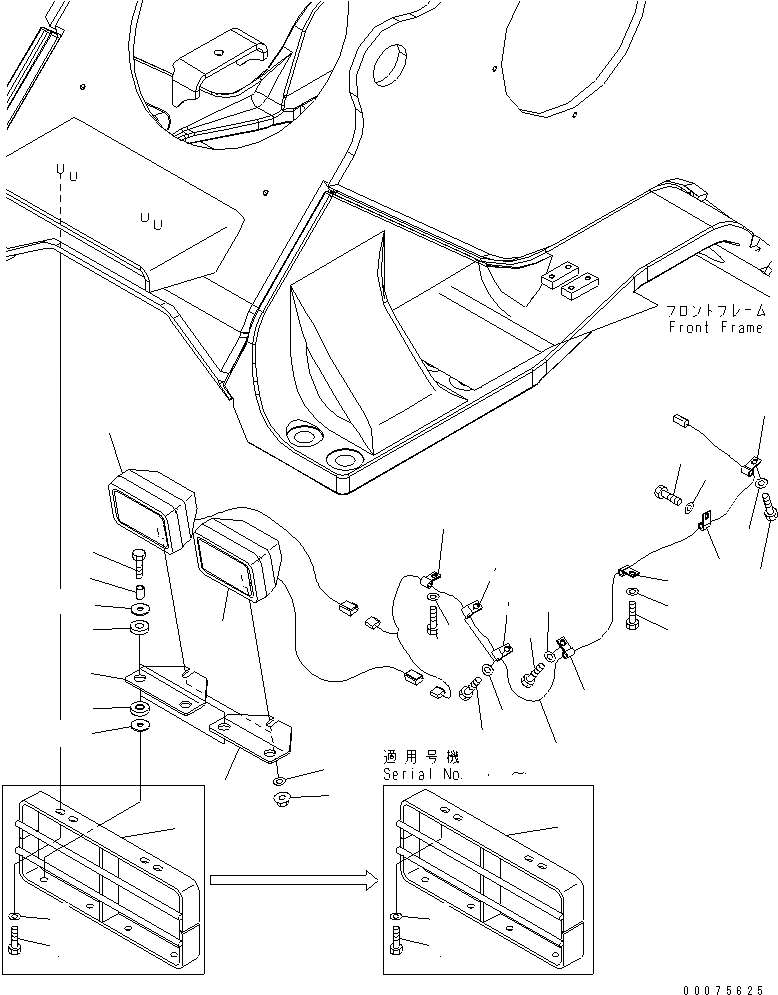 Схема запчастей Komatsu WA600-6R - ПЕРЕДН. ОСВЕЩЕНИЕ (РАБОЧ. ОСВЕЩЕНИЕ) ЭЛЕКТРИКА