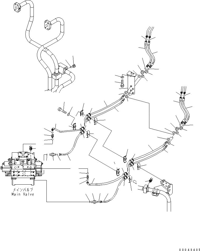Схема запчастей Komatsu WA600-6R - ГИДРАВЛ ЛИНИЯ (P.P.C. КЛАПАН - УПРАВЛЯЮЩ. КЛАПАН)(№-) ГИДРАВЛИКА