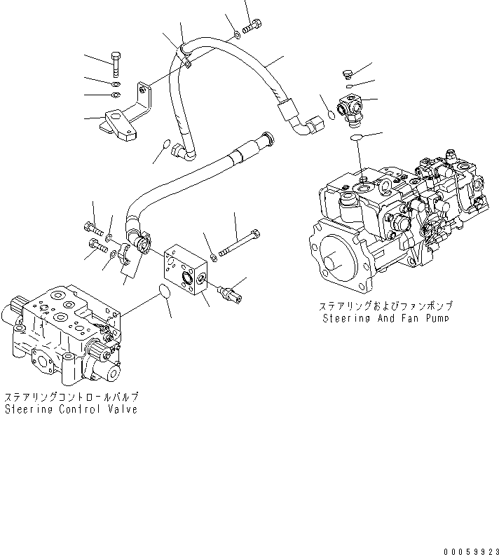 Схема запчастей Komatsu WA600-6R - РУЛЕВ. УПРАВЛЕНИЕ ЛИНИЯ (НАСОС РУЛЕВ. УПРАВЛ-Я ВОЗВРАТН. ЛИНИЯ)(№-) ГИДРАВЛИКА