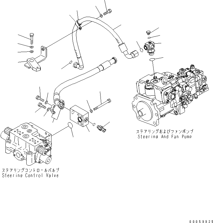 Схема запчастей Komatsu WA600-6R - РУЛЕВ. УПРАВЛЕНИЕ ЛИНИЯ (НАСОС РУЛЕВ. УПРАВЛ-Я ВОЗВРАТН. ЛИНИЯ) (С AJSS И VHMS)(№-) ГИДРАВЛИКА