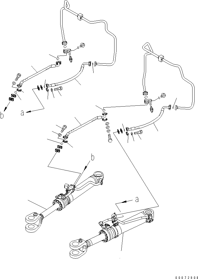 Схема запчастей Komatsu WA600-6R - ЦИЛИНДР РУЛЕВ. УПР-Я И ТРУБЫ ОСНОВНАЯ РАМА И ЕЕ ЧАСТИ