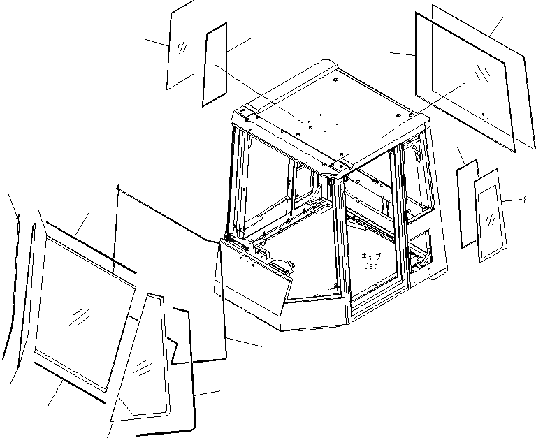 Схема запчастей Komatsu WA600-6R - КАБИНА (ОКНА) КАБИНА ОПЕРАТОРА И СИСТЕМА УПРАВЛЕНИЯ