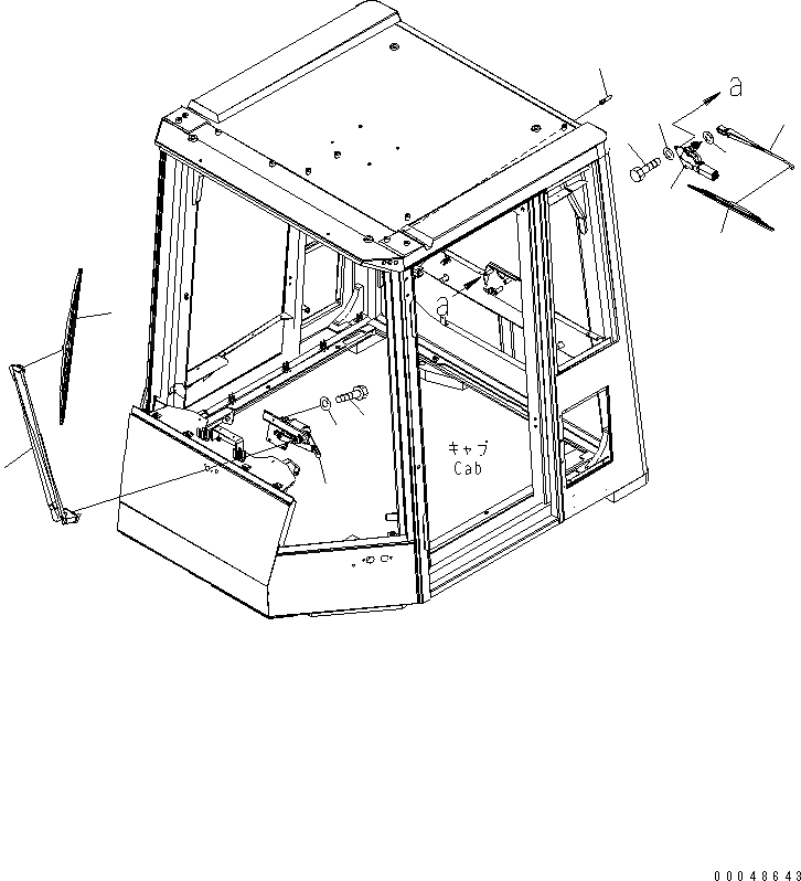 Схема запчастей Komatsu WA600-6R - КАБИНА (ПЕРЕДН. ДВОРНИКИ) КАБИНА ОПЕРАТОРА И СИСТЕМА УПРАВЛЕНИЯ