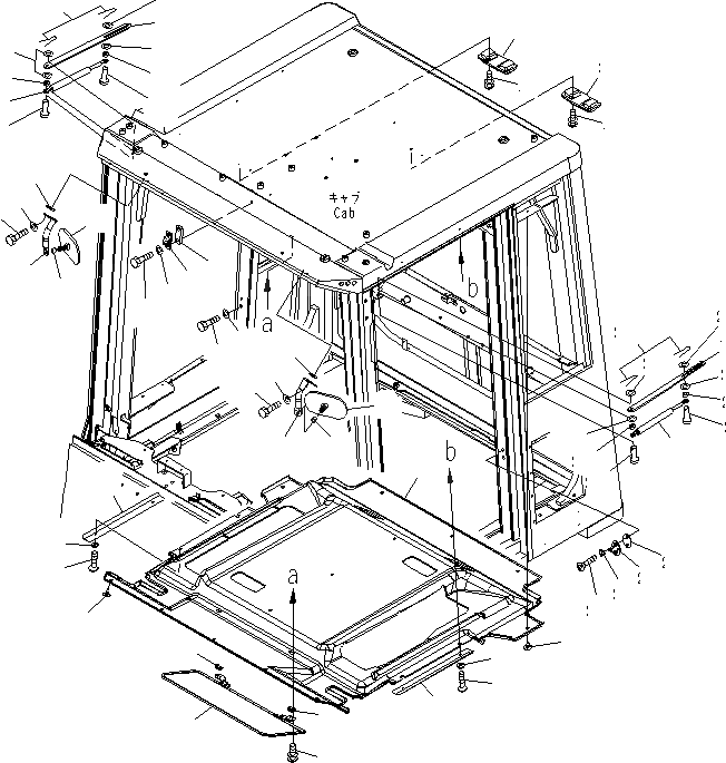 Схема запчастей Komatsu WA600-6R - КАБИНА (ЗАДН. VIEW MIRROR)(№-) КАБИНА ОПЕРАТОРА И СИСТЕМА УПРАВЛЕНИЯ