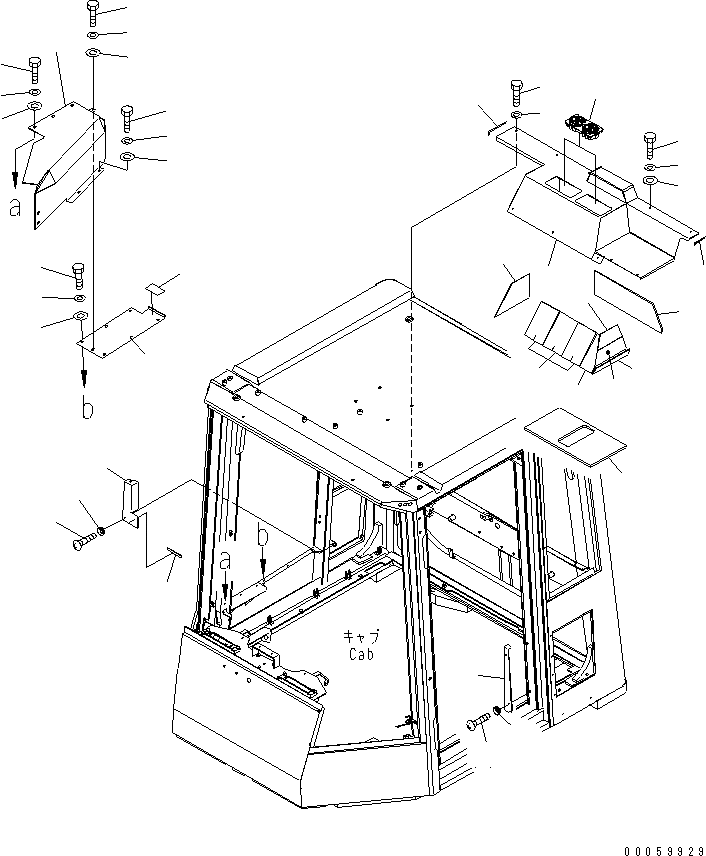 Схема запчастей Komatsu WA600-6R - КАБИНА (БОКОВ. КРЫШКА¤ /)(№-) КАБИНА ОПЕРАТОРА И СИСТЕМА УПРАВЛЕНИЯ