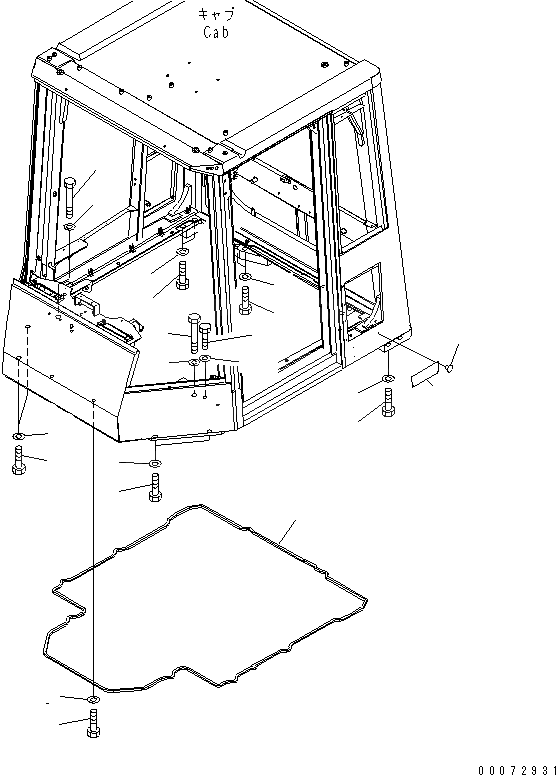 Схема запчастей Komatsu WA600-6R - КАБИНА (ЭЛЕМЕНТЫ КРЕПЛЕНИЯ) КАБИНА ОПЕРАТОРА И СИСТЕМА УПРАВЛЕНИЯ