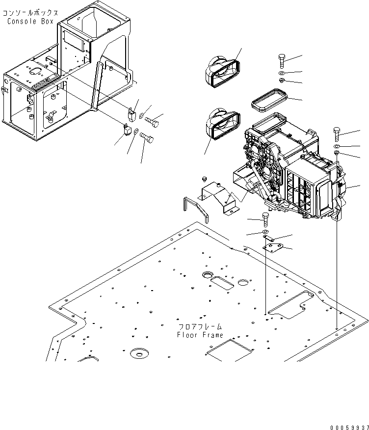 Схема запчастей Komatsu WA600-6R - ПОЛ SUB (КОНДИЦ. ВОЗДУХА В СБОРЕ)(№-) КАБИНА ОПЕРАТОРА И СИСТЕМА УПРАВЛЕНИЯ