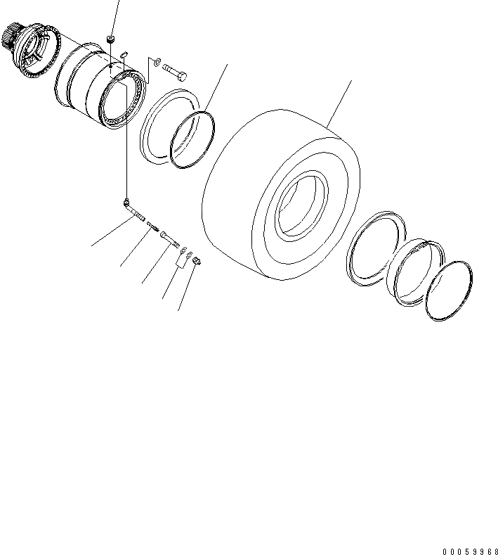 Схема запчастей Komatsu WA600-6R - ШИНЫ (/-R L) (MICHELIN) ПОДВЕСКА И КОЛЕСА