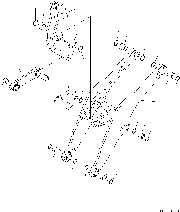 Схема запчастей Komatsu WA600-6R - СТРЕЛА И КОЛЕНЧАТЫЙ РЫЧАГ (РУКОЯТЬ И КОЛЕНЧАТЫЙ РЫЧАГ) (ДЛЯ ВЫСОК. ПОДЪЕМА И АВТОМАТИЧ. СМАЗ.)(№-) РАБОЧЕЕ ОБОРУДОВАНИЕ