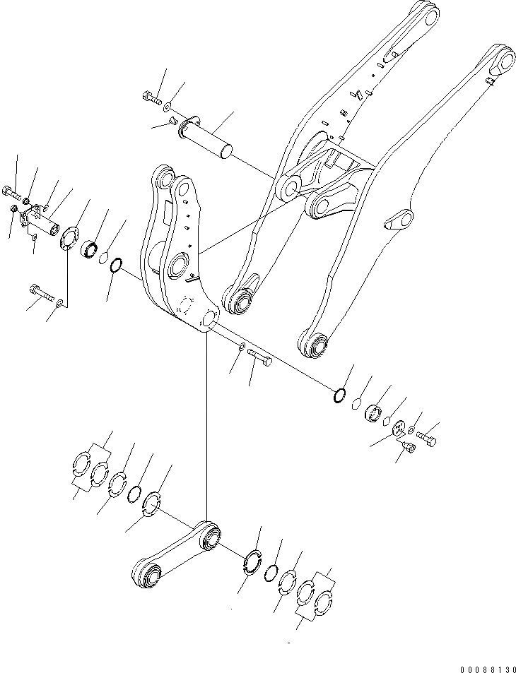 Схема запчастей Komatsu WA600-6R - СТРЕЛА И КОЛЕНЧАТЫЙ РЫЧАГ (КОЛЕНЧАТЫЙ РЫЧАГ ПАЛЕЦ) (LUBRICATED ПАЛЕЦ) РАБОЧЕЕ ОБОРУДОВАНИЕ