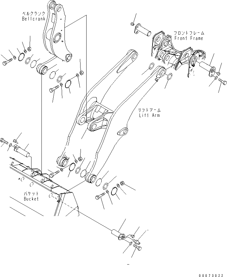 Схема запчастей Komatsu WA600-6R - СТРЕЛА И КОЛЕНЧАТЫЙ РЫЧАГ (РУКОЯТЬ ПАЛЕЦ) РАБОЧЕЕ ОБОРУДОВАНИЕ