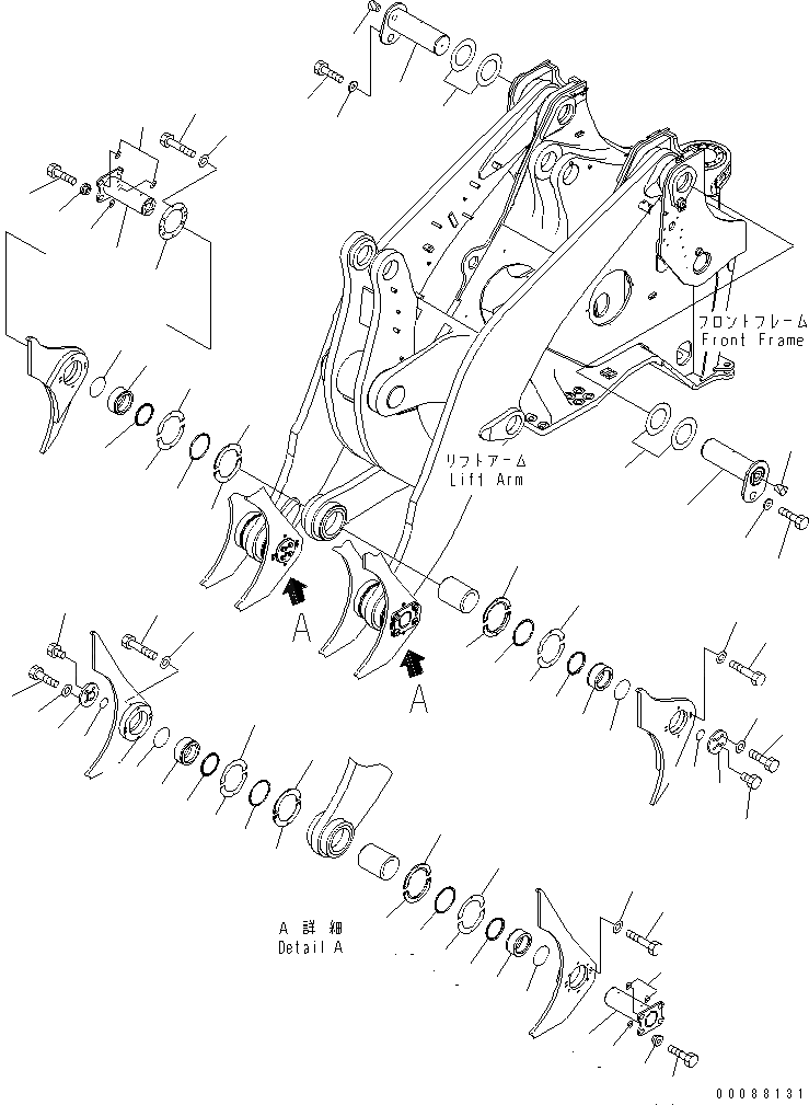 Схема запчастей Komatsu WA600-6R - СТРЕЛА И КОЛЕНЧАТЫЙ РЫЧАГ (РУКОЯТЬ ПАЛЕЦ) (LUBRICATED ПАЛЕЦ) РАБОЧЕЕ ОБОРУДОВАНИЕ