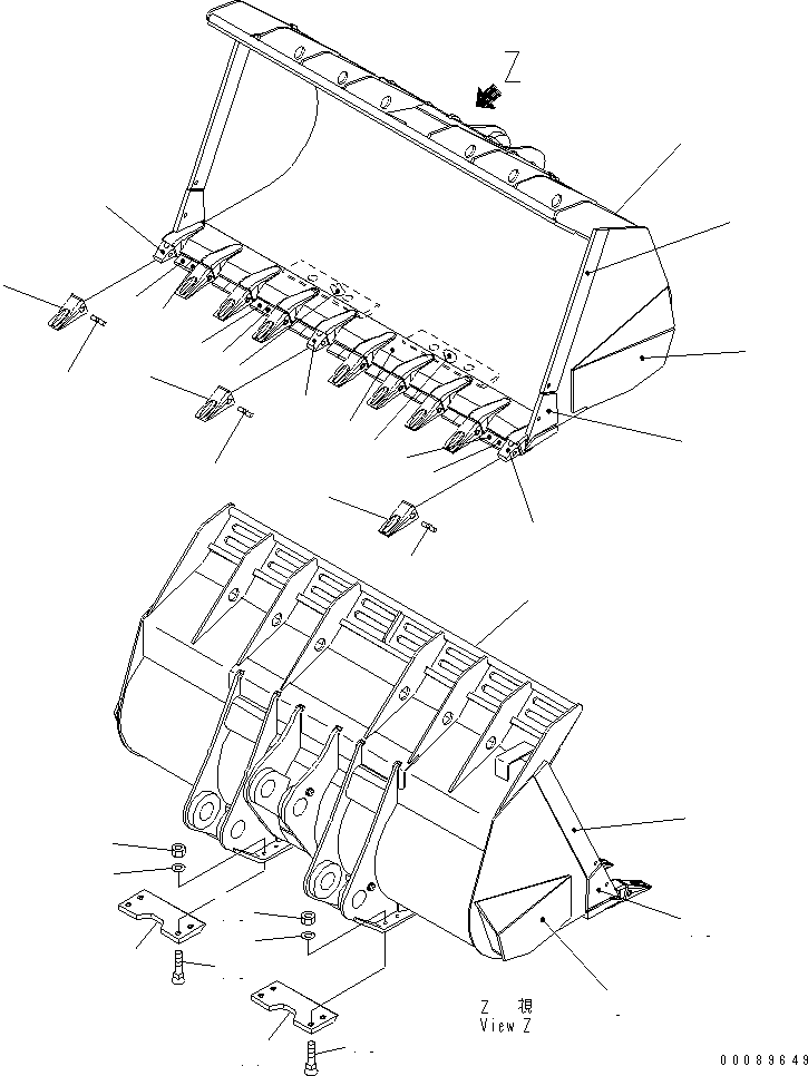 Схема запчастей Komatsu WA600-6R - ПРЯМ. КОВШ¤ .M (С ЗУБЬЯМИ) РАБОЧЕЕ ОБОРУДОВАНИЕ