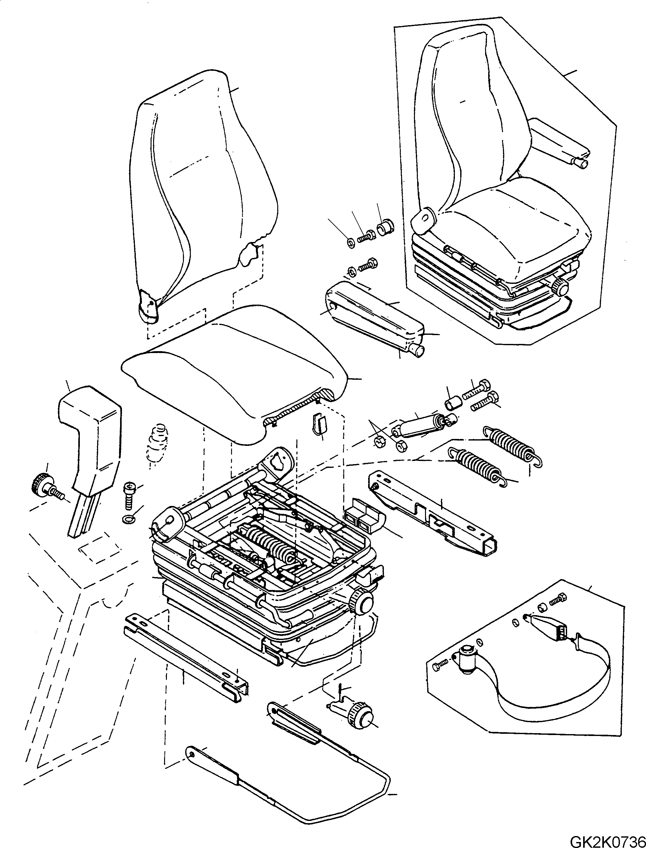 Схема запчастей Komatsu WA60-1 - ПРИВОДRS СИДЕНЬЕ, ATTACHING ЧАСТИ ПРИВОДRS КАБИНА