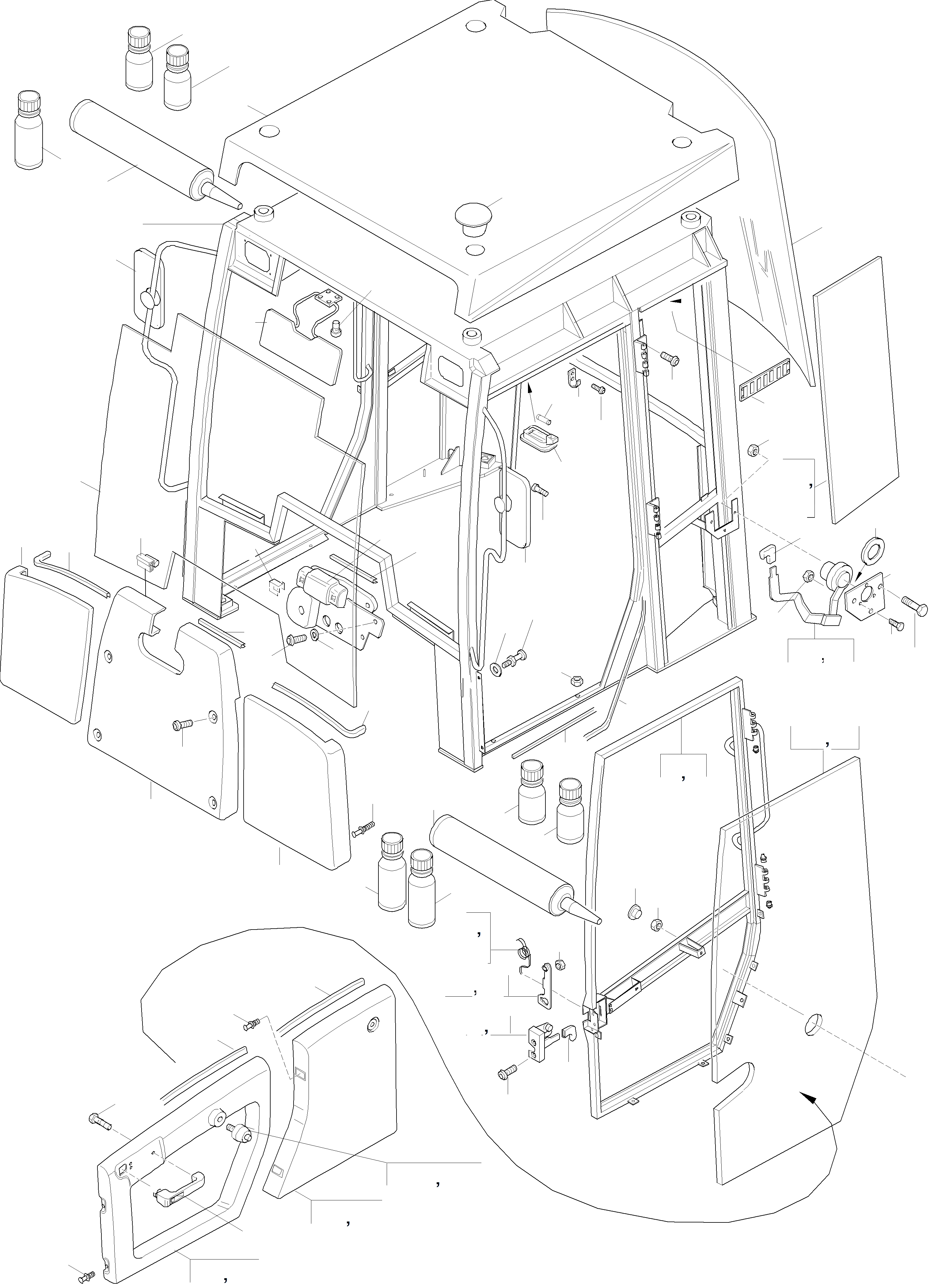 Схема запчастей Komatsu WA65-3 - БЕЗОПАСН. КАБИНА ПРИВОДRS КАБИНА