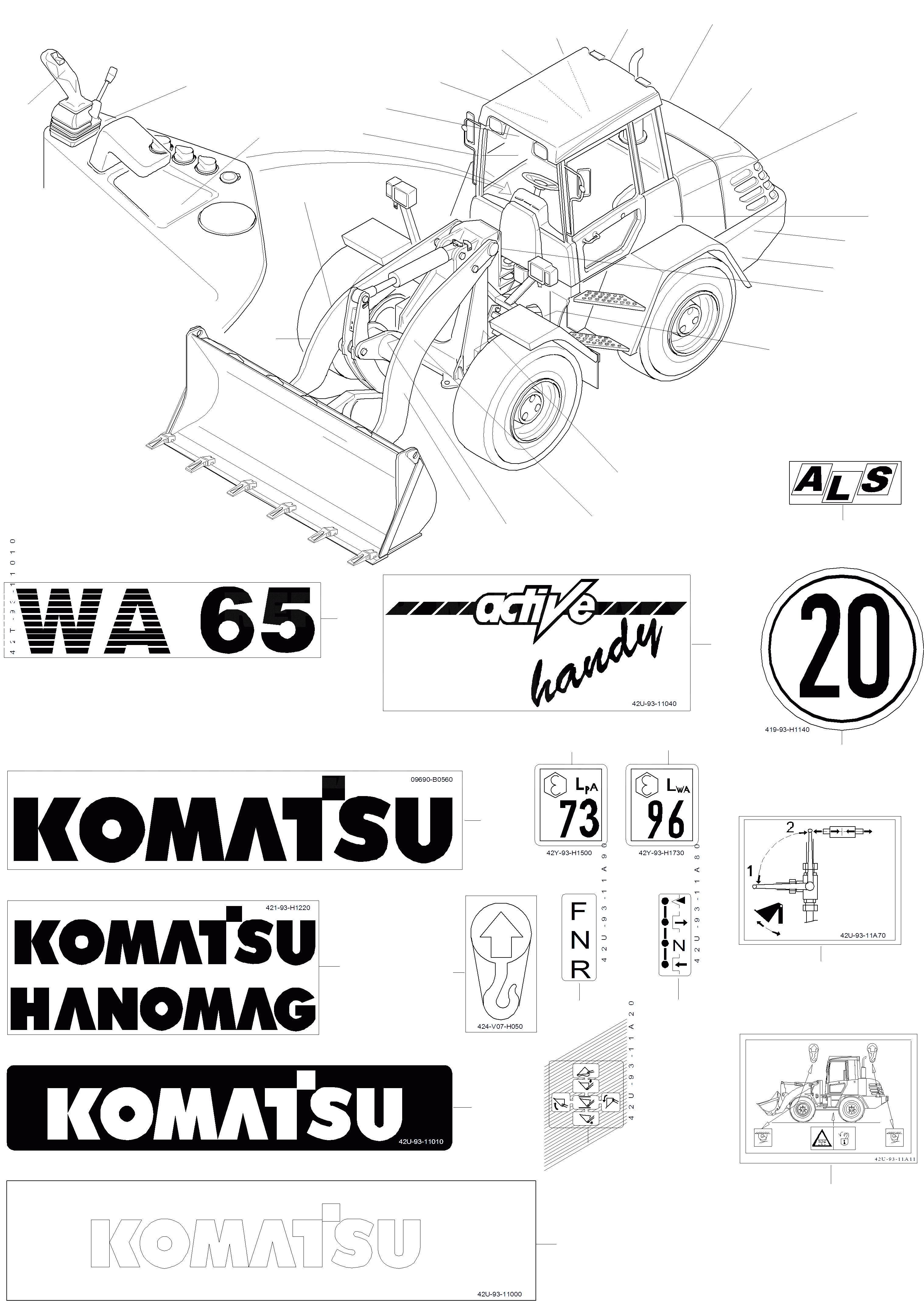Схема запчастей Komatsu WA65-3 - БУКВЕНН. ИНСТРУМЕНТ, АКСЕССУАРЫ, БУКВЕНН.