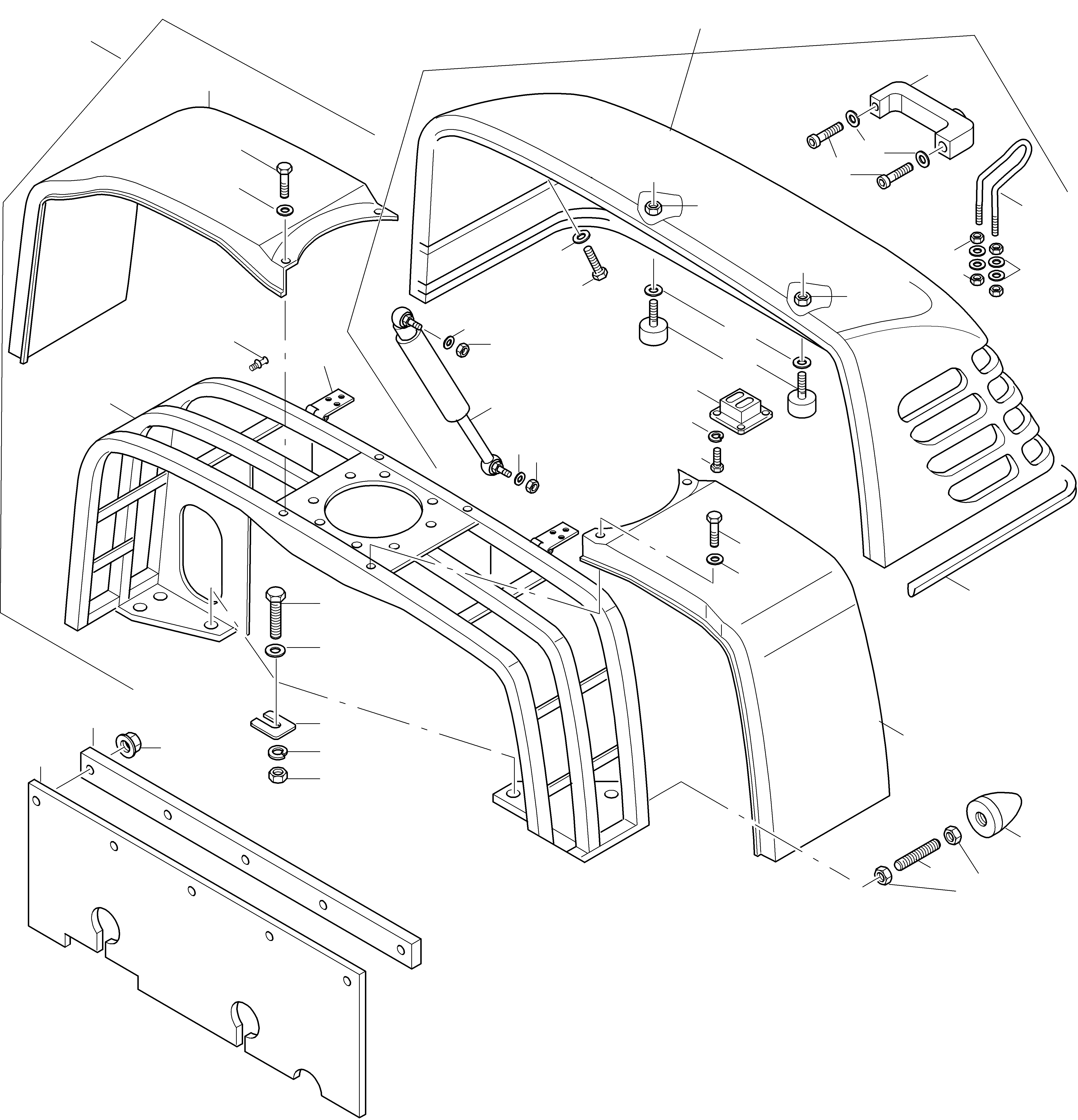 Схема запчастей Komatsu WA65-3 - ЗАЩИТА РАДИАТОРА AND КРЫШКА РАМА