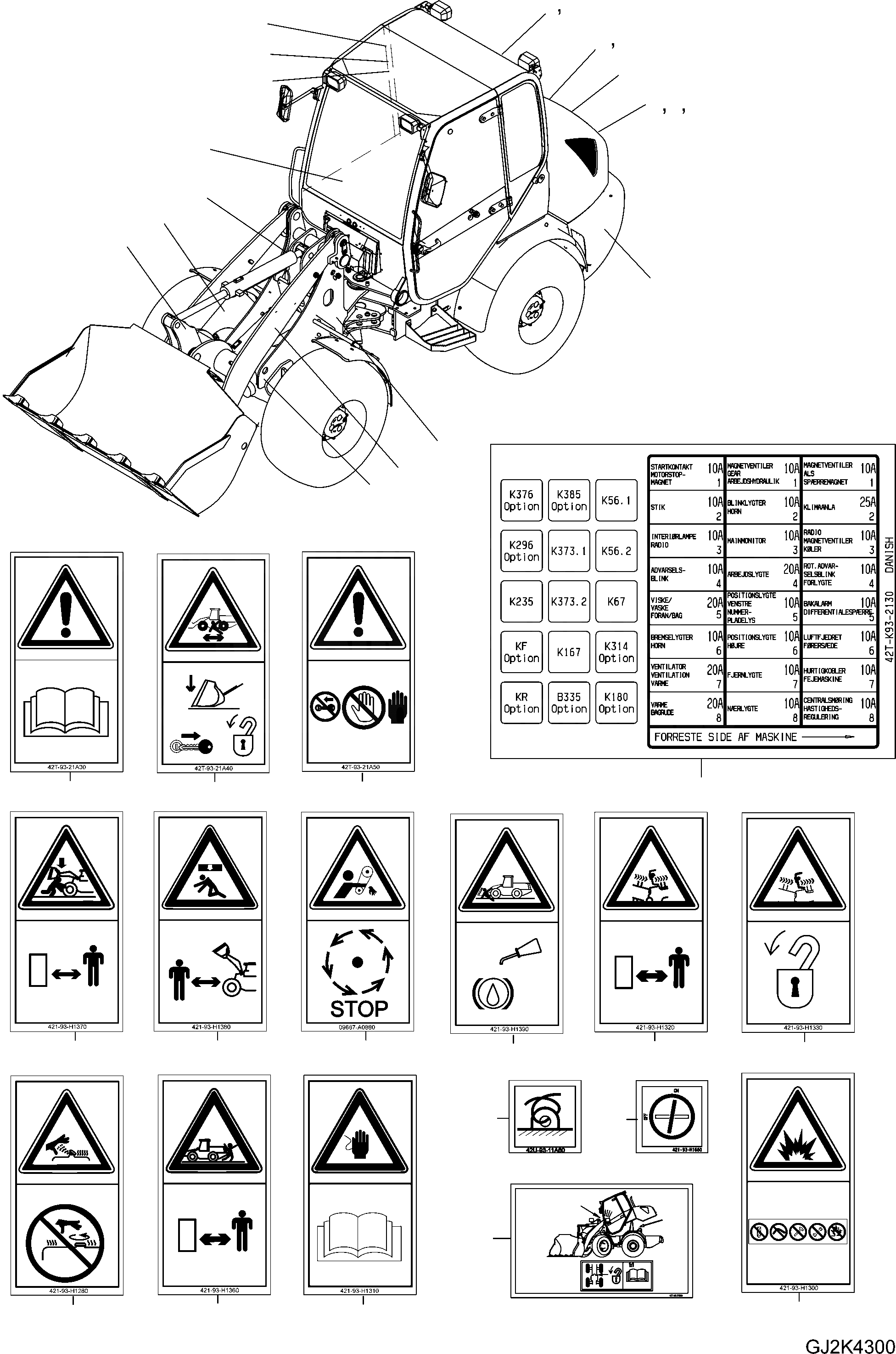 Схема запчастей Komatsu WA65-5 - ТАБЛИЧКИS, DANISH ИНСТРУМЕНТ, АКСЕССУАРЫ, БУКВЕНН.