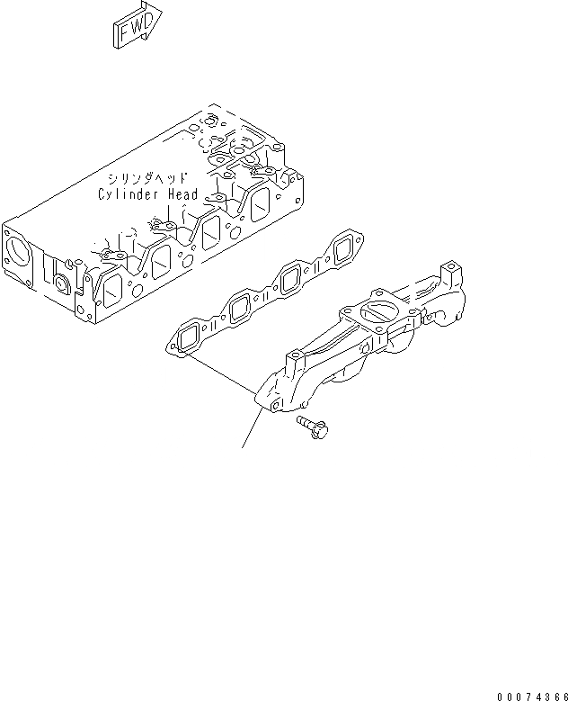 Схема запчастей Komatsu WA65-6 - ВЫПУСКНОЙ КОЛЛЕКТОР AA ДВИГАТЕЛЬ